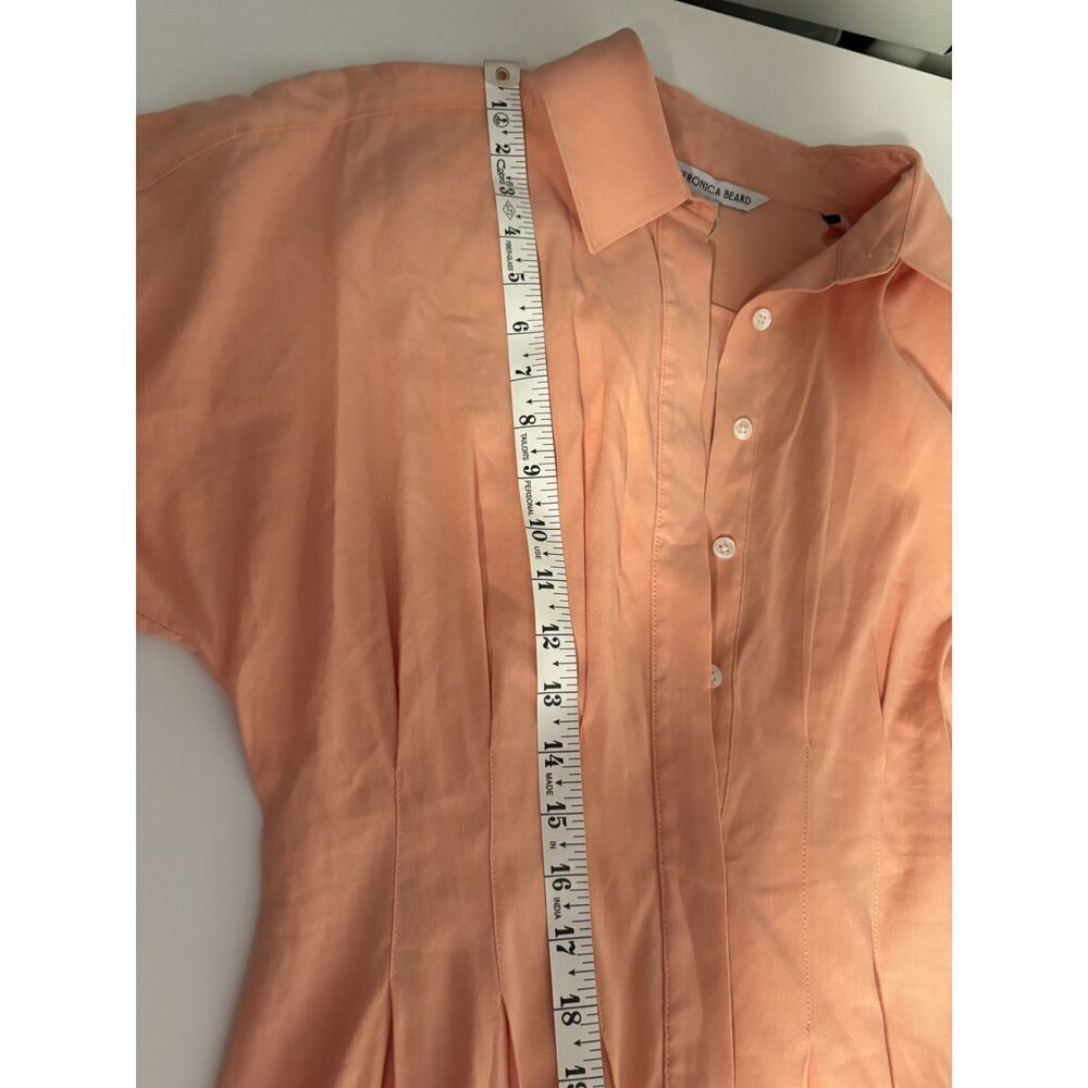 Veronica Beard Blush Pink Pleated Shirt Dress | Button Front Mid - Picture 12 of 12